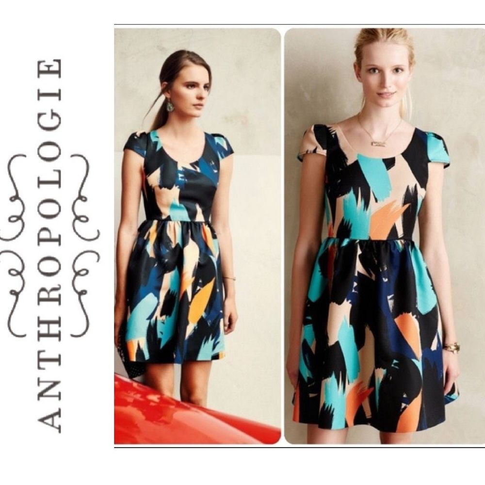 Anthropologie Moulinette Soeurs abstract fit & flare Pinion Dress size 8